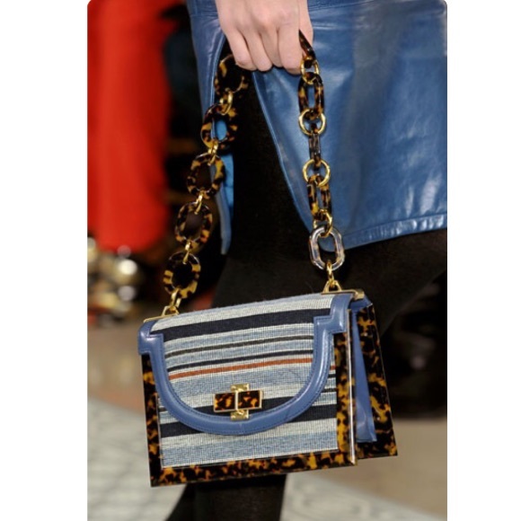 Tory Burch Handbags - TORY BURCH Needlepoint Resin Frame Bag in Navy EUC